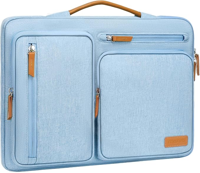 MOSISO 360 Protective Laptop Case 15 inch, 15 inch Laptop Sleeve Compatible with MacBook Air M4 M3 M2 2025 2024 2023, Dell XPS Plus, Side Open Carrying Case with 4 Zipper Pockets&Handle, Air Blue