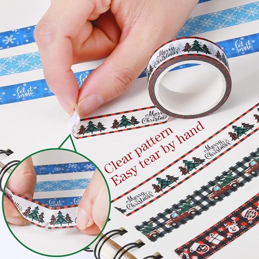 TaoBary 33 Rolls Washi Tape Set, 15 mm Holiday Washi Tape Set Seasonal Plaid Bohemian Colorful Vintage Cute for Card Wrapping Craft(Cute Style)