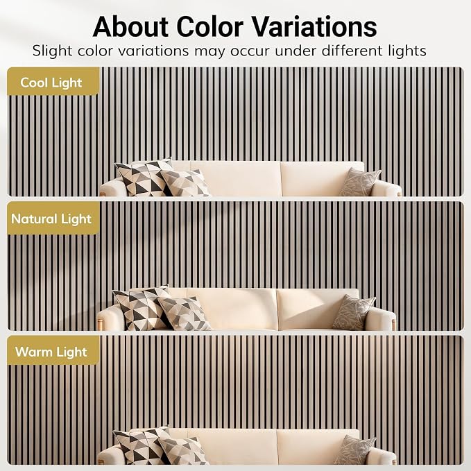 TONOR Wood Wall Panels for Interior Wall Decor, 4 Pack 47.2" x 23.6"(31ft²) Wood Slat Acoustic Panels, Soundproof Wall Panels for Noise Cancelling and Decoration, Living Room, Bedroom, Office, Gray