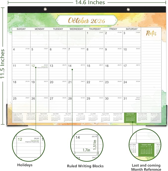 2026-2027 Desk Calendar - July 2026 - December 2027, 14.6" x 11.4" 2026-2027 Calendar, 18 Months Desk Calendar, Desk Pad, Colorful