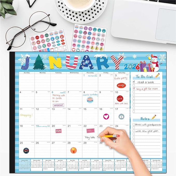 Lateefah Desk Calendar 2026, Large 22'' x 17'' Desk Calendar 2026-2027, 18 Month Desktop Calendars for Home & Office, Use Jan 2026 to June 2027