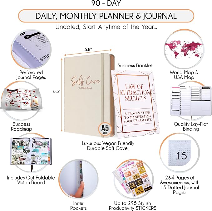 90-Day Goal Planner with Daily Journal, Gratitude & Habit Tracker