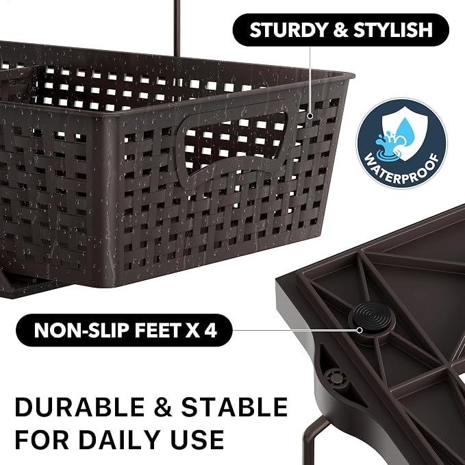 Simple Houseware 2 Tier Pull-Out Sliding Drawer Under Sink Storage, Brown | Great for Kitchen Bathroom Tray Shelf Organizer