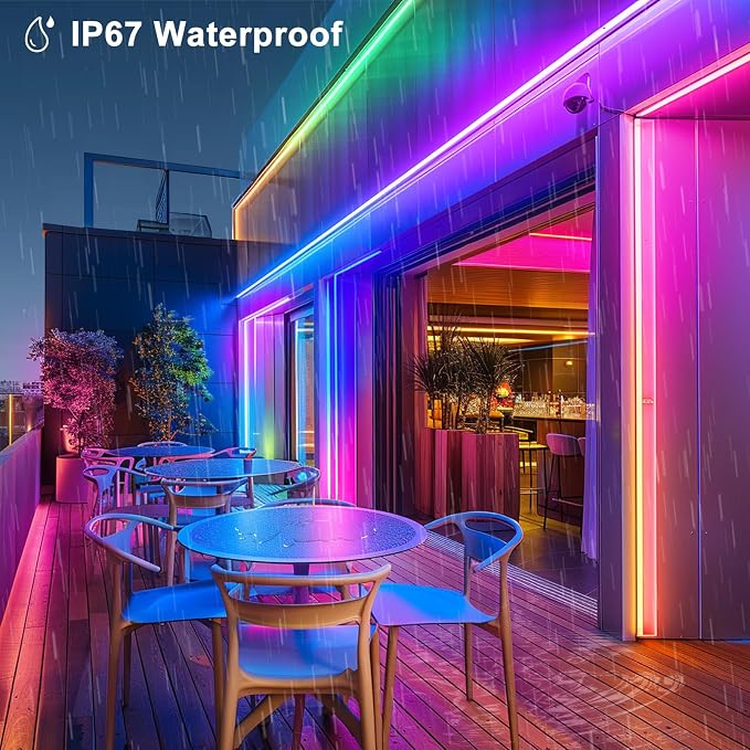 Smart Neon Rope Light 16.4Ft RGB Color Changing IC Neon Lights App Remote | Flexible DIY, App Remote Music Sync,Adjustable, Color Changing, Remote Controlled, Timer, Waterproof