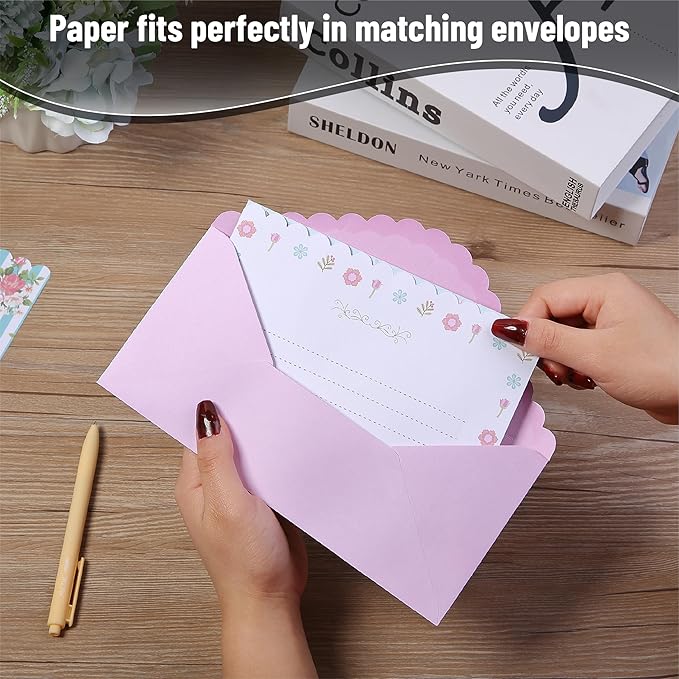 Mr. Pen- Stationery Writing Paper Set with Envelopes, 7.5" x 10.2", 32 Letter Sheets & 16 Envelopes, Smooth Printable Letter Paper for Handwritten Notes, Personal Letters, Invitations, Office & Home