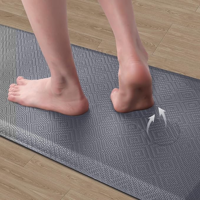 Mattitude Kitchen Mat Cushioned Anti-Fatigue Floor Mat Water Resistant Non-Slip Mats and Rugs Standing and Comfort Desk Mats for House Sink Office Laundry (Light Grey, 17.3"x39")