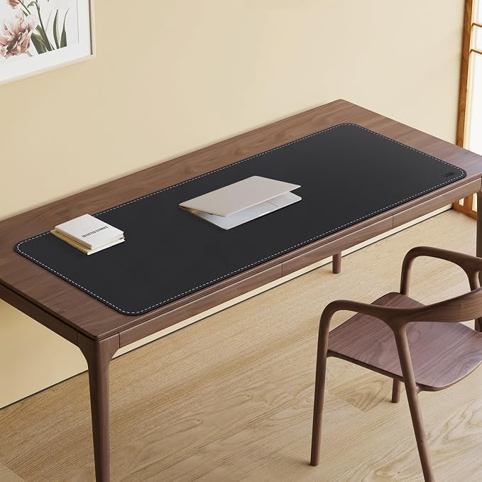 VYAAA Cork & PU Leather Desk Mat, 51"×19" Keyboard Mouse Pad, Office Desk Mat for Home or Office (Black)
