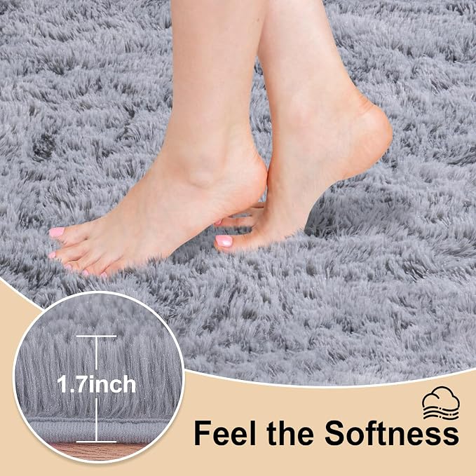 Mugorn Small Soft Shag Rugs for Bedroom, 3x5 Fluffy Area Rugs for Living Room