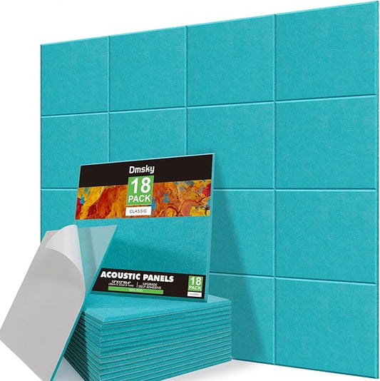 18 Pack Acoustic Panels12" X 12" X 0.4" Sound Proof Panels With Self-Adhesive Absorbing High-Density Sound Deadening Panels Decoration soundproofing panels For Walls Home Insulation Studio Office Blue