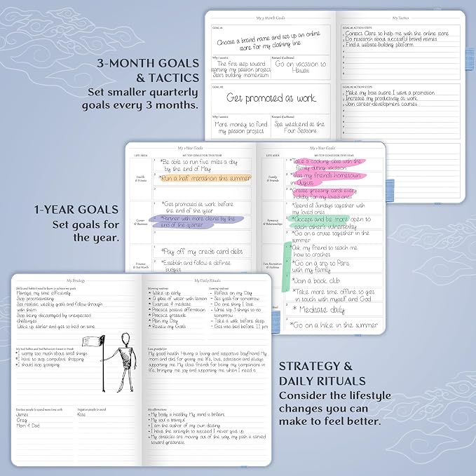 Legend Undated Weekly Planner – Goal Planner Journal & Organizer Notebook – Agenda Book with Monthly Calendar & To-Do List, A5 (Periwinkle, Gold)