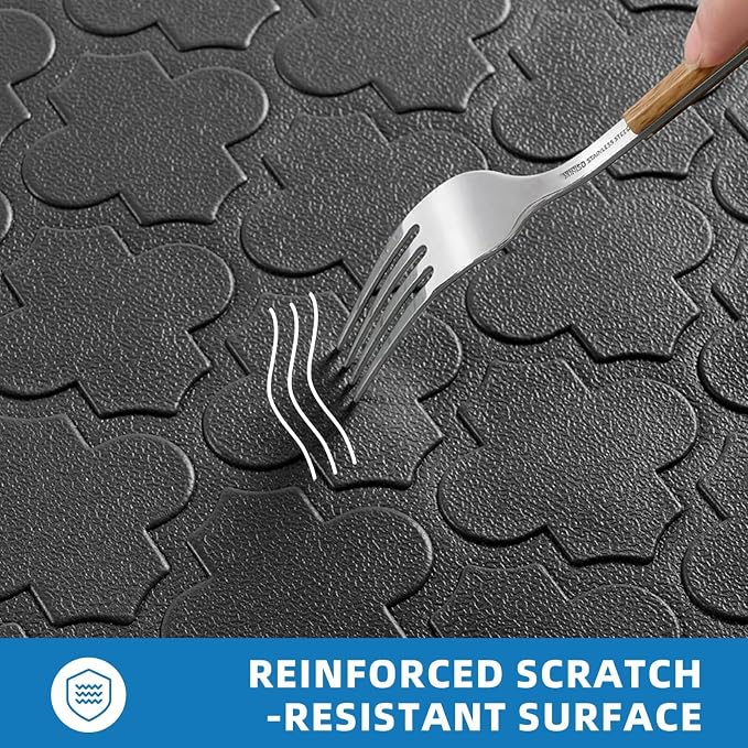 Kitchen Mats for Floor - Anti Fatigue Mats for Kitchen Floor - Non Slip Cushioned Rugs for Standing, Office, Sink, Laundry, Black