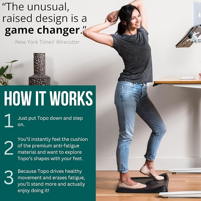Topo Mini by Ergodriven | The Smaller Not-Flat Standing Desk Anti-Fatigue Mat with Calculated Terrain (Altostratus Grey)