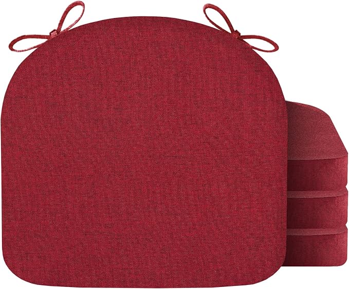 Nordjager Chair Cushions for Dining Chairs, 4 Pack Memory Foam Cushion | 2.5" Thick Chair Cushion; Waterproo Surface with 17" x 16" Size for Kitchen & Dining Chairs, Secure Ties and Washable Cover.