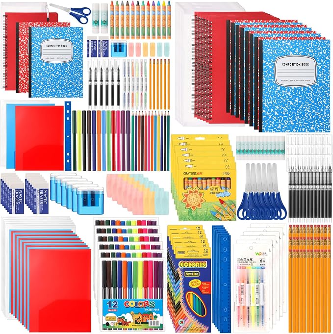 Gilprop 6 Set 2026 School Supplies Kit, 47 Pcs Per Set Back to School Supplies Primary Middle College Bundle Essential Stuff Bulk Pen Notebook Stationery for Kid Student Girl Teen Classroom Boy
