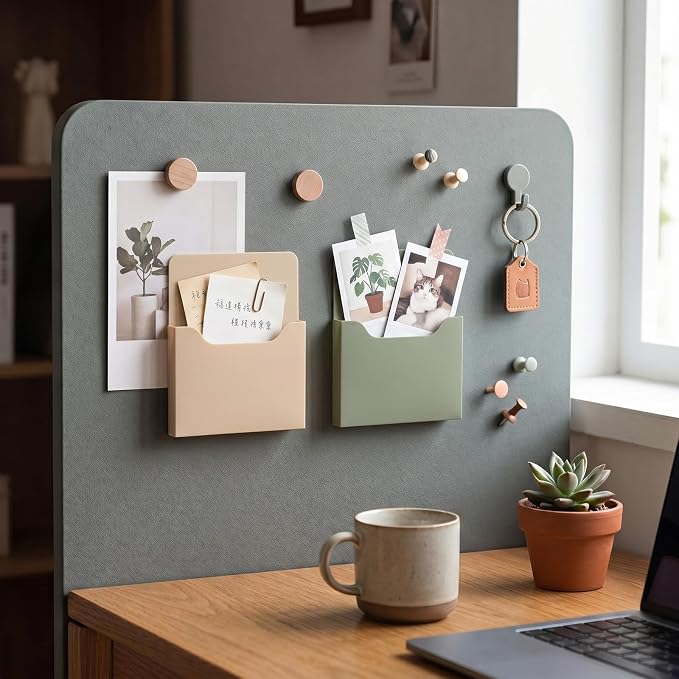 Gilprop 8 Pack Magnetic File Holder, 5"x7"x1.2" Magnetic Wall File Folders for Whiteboard, Hanging Classroom Organizer Storage, Refrigerator Magazine Holder for Mail Letters Paper Desk Office