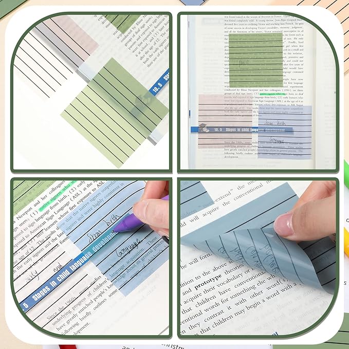 Yinder 24 Pack 720 Sheets Transparent Sticky Notes Translucent Clear Lined Self Sticky Notes for Bible Tabs, Book Tabs, Office School Supplies(3 x 3 Inch,Fresh Color)