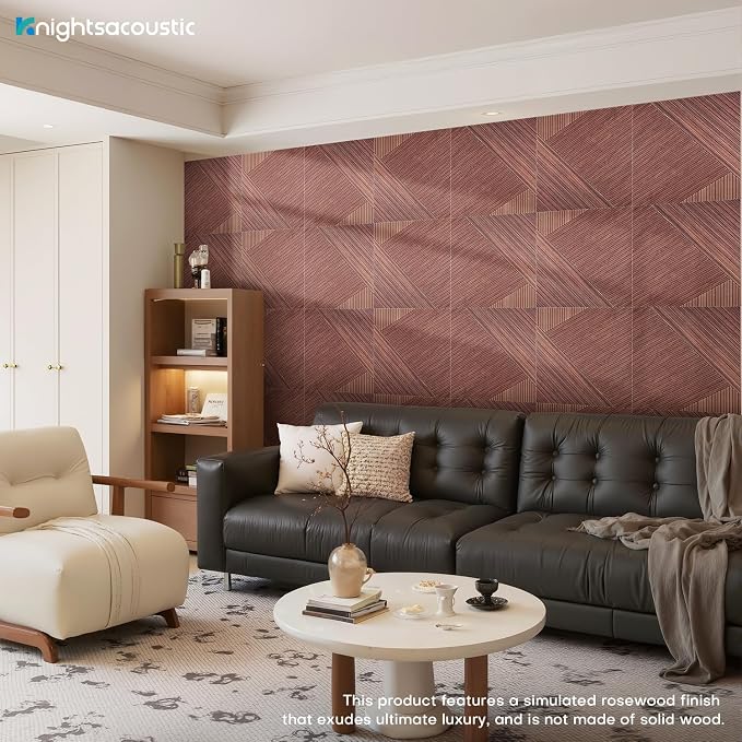 8Pack Acoustic Wall Panels, Wood-Pattern Art Sound Proof Foam Panels For Walls, Decorative Acoustic Panels Sound Absorbing, Self-Adhesive Sound Dampening Panels For Studio Home, 23.62 X 23.62 Inches