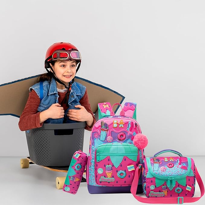 Girls Backpack for School Backpack for Girls 8-12 with Lunch Box Back to School Supplies Backpacks for Kids 10-12 Elementary Middle Student with Pencil Box