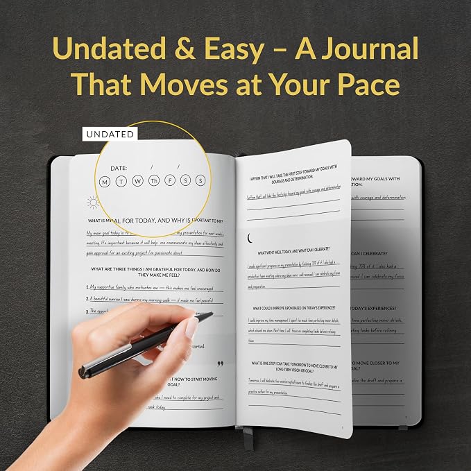 Foundations of Self Mastery Journal – Guided Daily Planner for Men & Women | Goal Setting, Gratitude, Manifestation, Affirmation, Reflection, Mindfulness, Productivity & Personal Growth (Black)