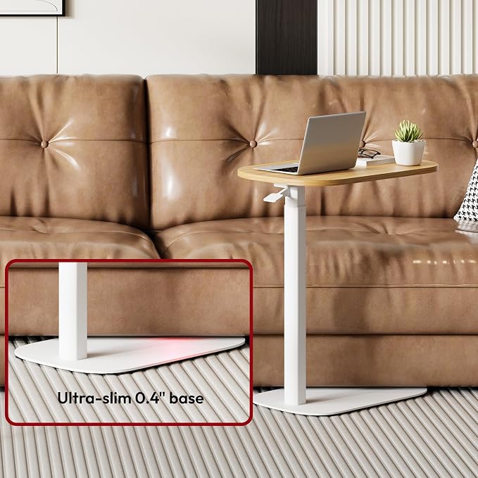 SANODESK 24''Standing Desk Pneumatic Height Adjustable Mobile Overbed Table | Desk Laptop Desk,Bedside Table,Computer Cart for Home Office Computer Workstations Small Spaces,23.6" W x 13.8" D,Maple
