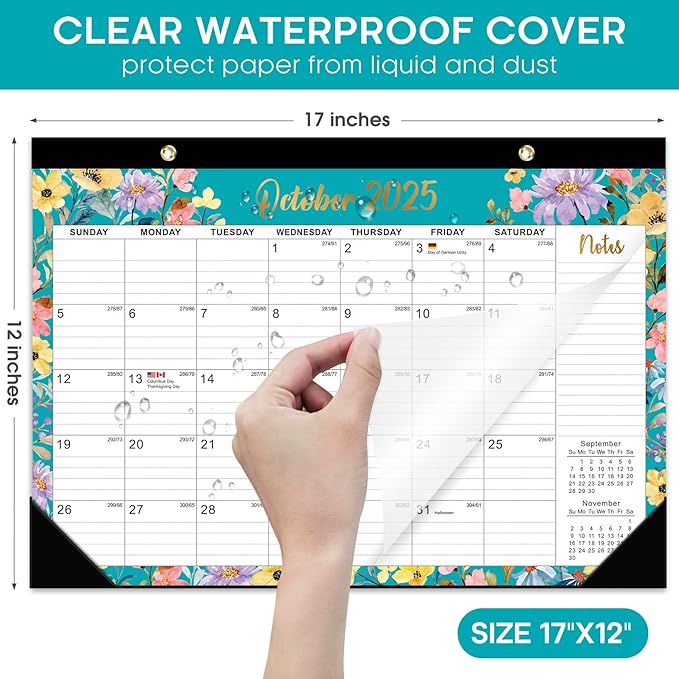 3 Pack of Desk Calendar 2026-2027, 21-Month Calendar Runs Unitl June 2027, Large 17" x 12" Monthly Desktop & Wall Calendar for Home & Office - Floral