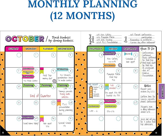 Carson Dellosa Kind Vibes Teacher Planner 2026-2027, Undated 8" x 11" Lesson Plan Book With Stickers, Class Schedule and Weekly Calendar School Supplies, Classroom Must Haves and Homeschool Essentials