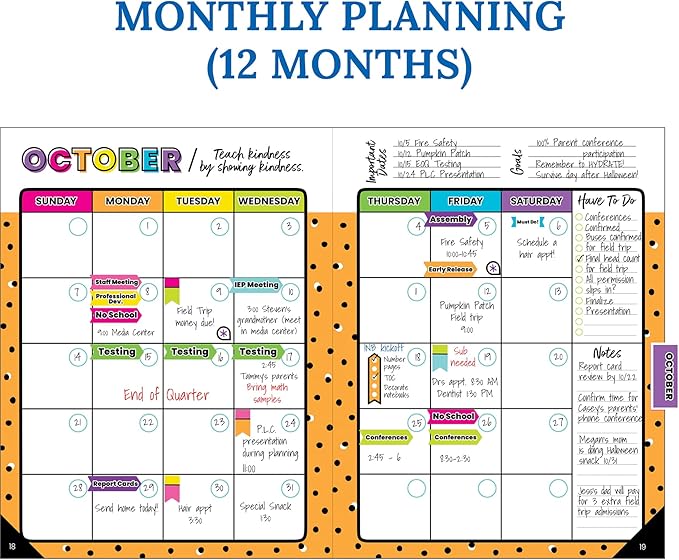 Carson Dellosa Kind Vibes Teacher Planner 2026-2027, Undated 8" x 11" Lesson Plan Book With Stickers, Class Schedule and Weekly Calendar School Supplies, Classroom Must Haves and Homeschool Essentials