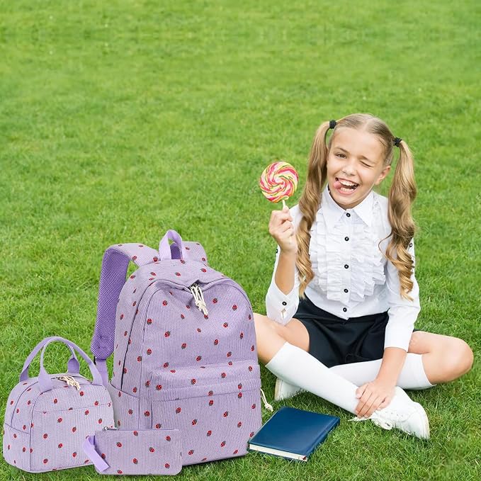 Bluboon School Backpack Set Girls Womens Laptop Bookbag Casual Daypack Fits 15 inch Laptop with Lunch Tote Bag and Pencil Bag