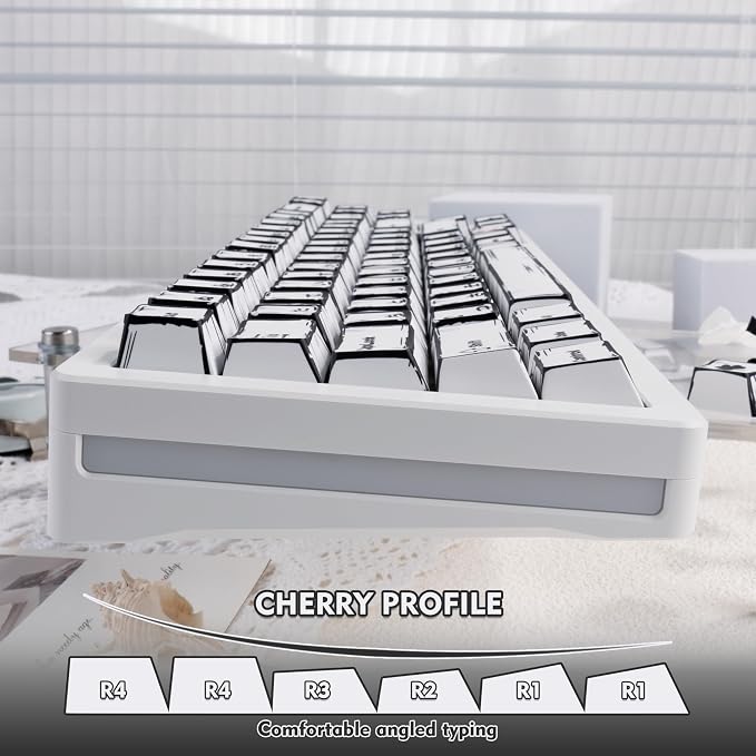 PBT Keycap Set Cherry Profile, Manga Themed Japanese Keycaps, Reto White Keyboard Key Caps Dye Sublimation KeyCap, 130 Keys Custom Cherry MX Key Cap for ANSI Layout Mechanical Keyboard