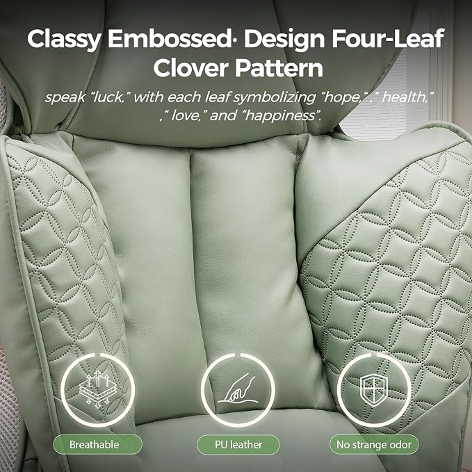 GTPLAYER Big and Tall Gaming Chair 400lbs Heavy Duty Office Chair with Foot Rest & Ergonomic Pocket Spring Lumbar Support, High Back 3D Saddle Shaped Cushion for Back Pain Relief, Green