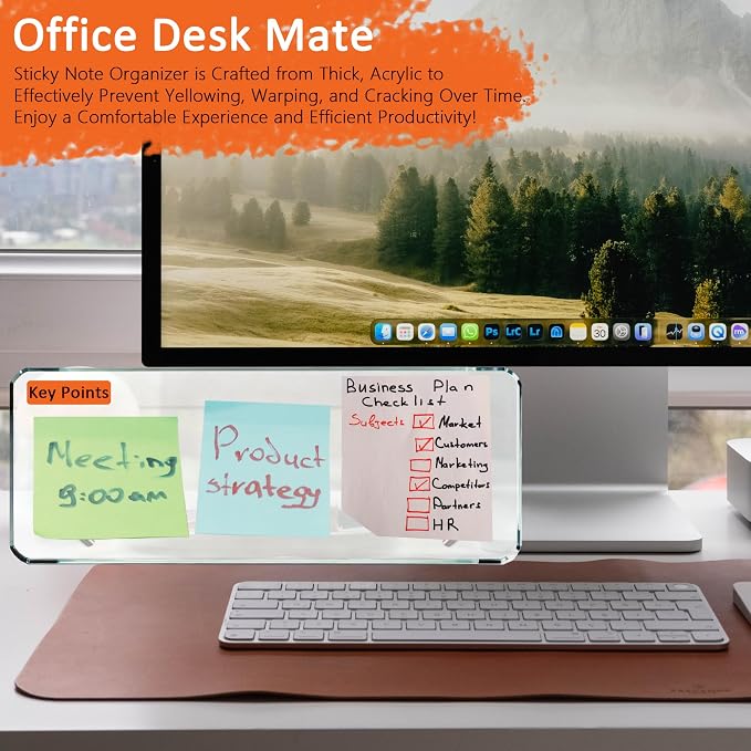 Clear Acrylic Monitor Memo Board，Office Desk Accessories for Under Monitor，Suitable for Offices, Schools, and desks