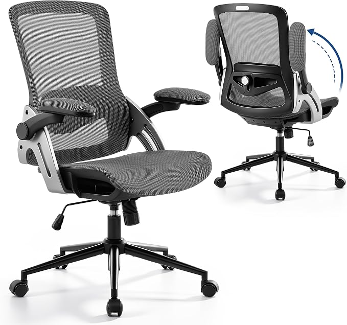 Fizzin Ergonomic Office Chair Mesh Computer Desk Chairs with 3D Armrests | Office Chair with Adjustable Lumbar Support, 90°-125° Tilt, Wide Mesh Seat Swivel Task Chair for Home Office