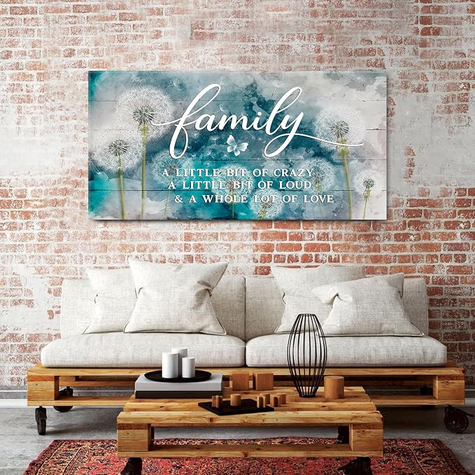 AIYISU Inspirational Family Wall Art Farmhouse Home Decor Dandelion Botanical Canvas Prints Rustic Family Saying Sign Kitchen Artwork for Living Room Dining Room Hallway Home Decoration 30x60
