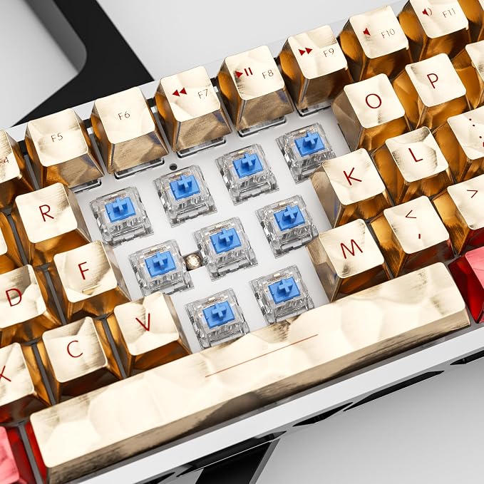 Zhouwang 50Pcs Crystal Blue Switch,4Pcs Kailh Box Experience Switch,Crisp Clicky,Suitable for Mechanical Gaming Keyboards.