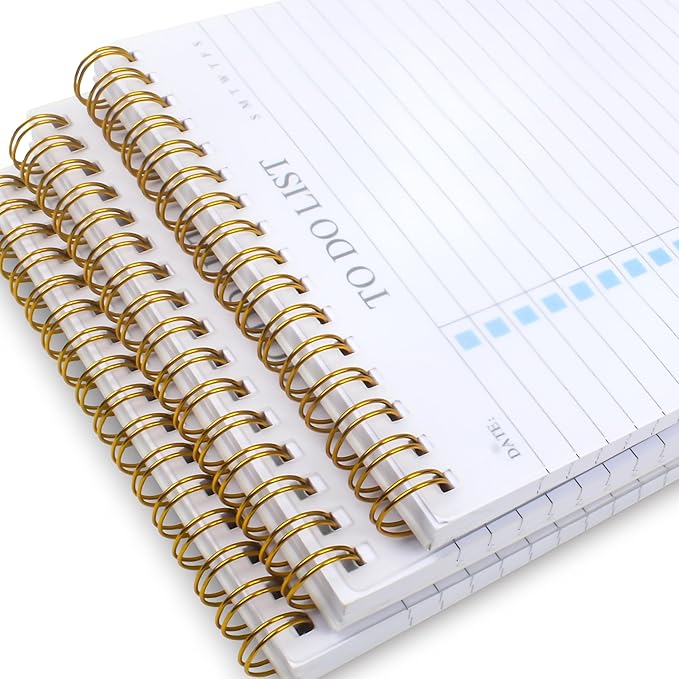 KAICN To Do List Notepad, Undated Daily Planner Notepad with To Do List Notebook Checklist Planner Spiral Waterproof Notepad for Office Supplies, School Planner, Blue, 52 Sheets, 5.5"*8.3" A5 Size