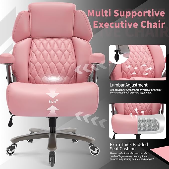 Big and Tall Office Chair 700lbs, Ergonomic High Back Computer Desk Chair | Adjustable Headrest&Lumbar Support, 3D Flip Arms, Large Wheels, Heavy Duty Metal Base, Thick Padded Wide Seat Executive Chair