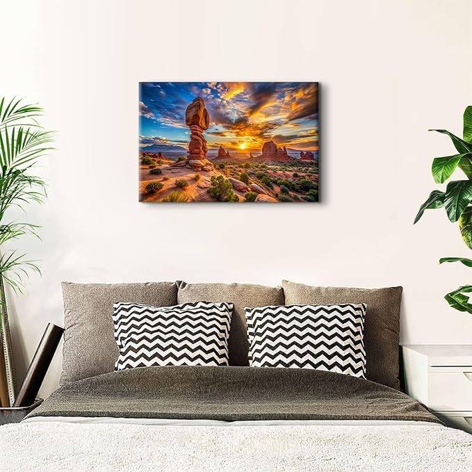 Sunrise Arch Canyon lands Canvas Wall Art for Living Room National Park Landscape Pictures for Bedroom Wall Decor Rustic Desert Rock Poster Large Artwork Modern Home Office Decoration 24x36"