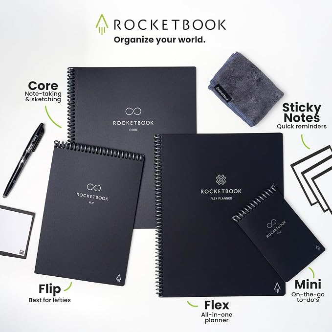 Rocketbook Flex Reusable Planner, Smart Undated, Daily, Weekly, Monthly, Annual Calendar Templates, Executive Size 6X8.8, Teal (Pack of 1)