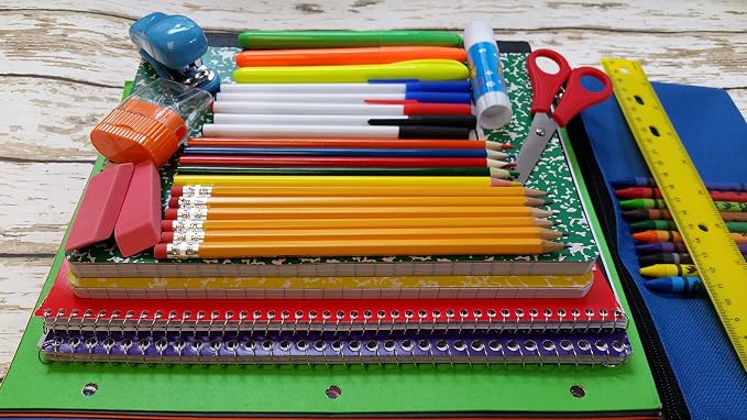 Trailmaker 12 Pack Bulk School Supply Kits | 45 Piece Classroom Supply Sets for Elementary & Middle School | Notebooks, Pencils, Crayons & Essentials | Back to School Supply Kit for Students All in One Set