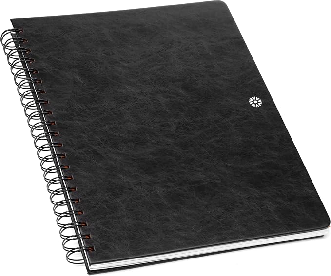 Notsu Undated Daily Planner Notebook | Minimalist Productivity Planner with To Do List, Agenda, Dot Grid, Lined, Notes sections. 160 Pages, Thick Paper 120 gsm, 8.5 x 11 inches, Premium Black Vegan