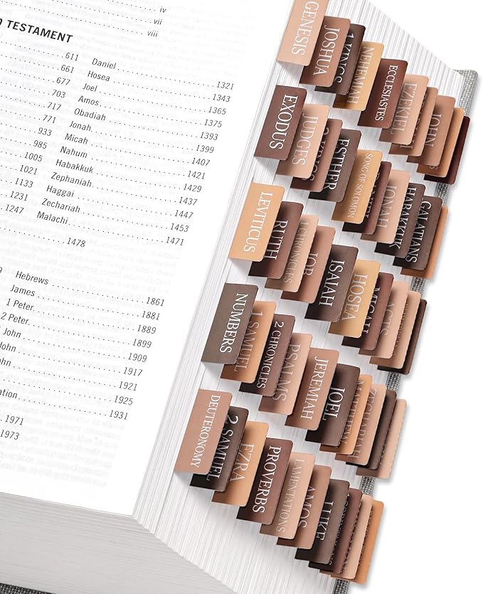 Bible Tabs for Women & Men, Bible Tabs for Study Bible, Large Print Neutral Bible Tabs for Easy Navigation, Bible Index Tabs, 66 Tabs Old & New Testament, Extra 9 Blank Tabs - Bed of Oak