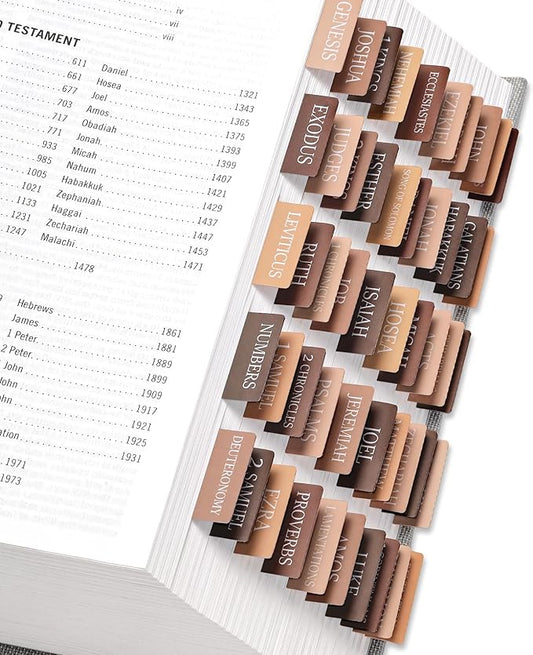 Bible Tabs for Women & Men, Bible Tabs for Study Bible, Large Print Neutral Bible Tabs for Easy Navigation, Bible Index Tabs, 66 Tabs Old & New Testament, Extra 9 Blank Tabs - Bed of Oak