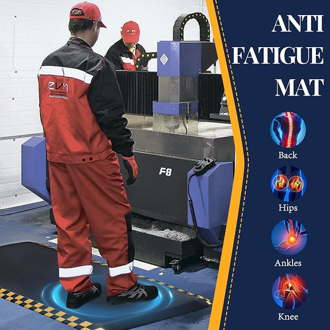 3 Packs Anti Fatigue Mat for Industrial - 39"x20" Standing Floor Mat | Ergonomic Work Mat with Safety Yellow Border for Warehouse, Garage, Public - Relieves Back & Leg Pain