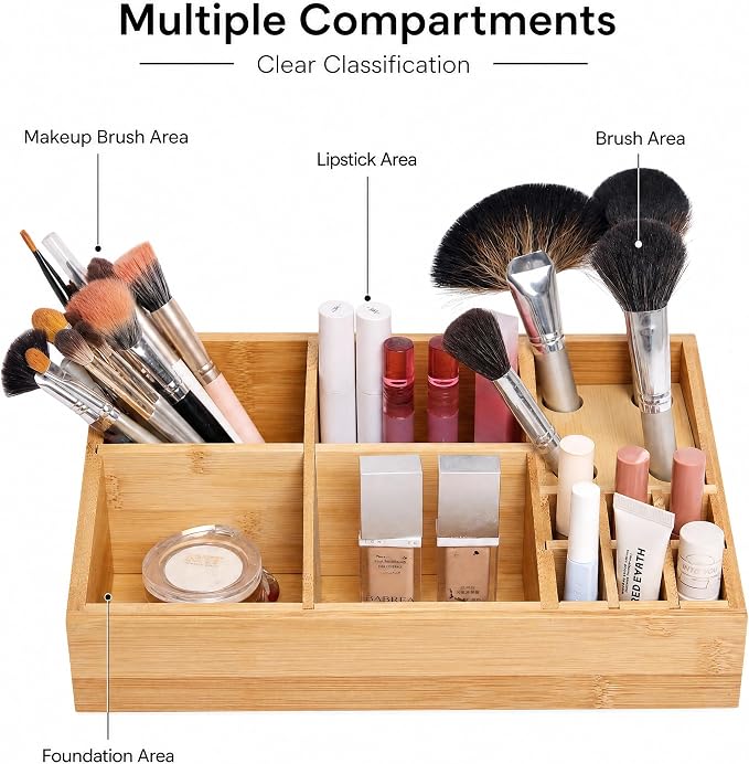 2 Pack Bamboo Art Supply Organizer | Wooden Desktop Storage, For Artists, Office Supplies, Makeup Brushes, Minimalist Desk Accessory