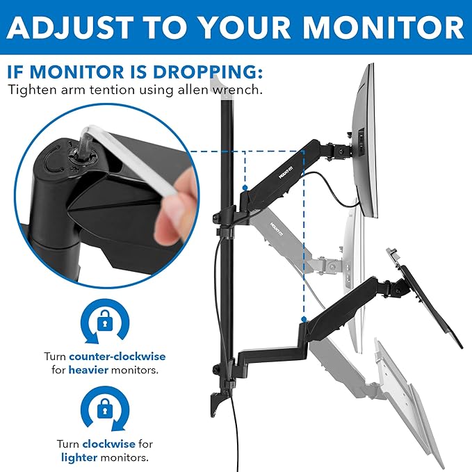 Mount-It! Single Monitor Arm Wall Mount Workstation with Keyboard Tray & CPU Holder, Height Adjustable Gas Spring Full Motion Computer Station, Fits 17–32” VESA 75x75 100x100, Black