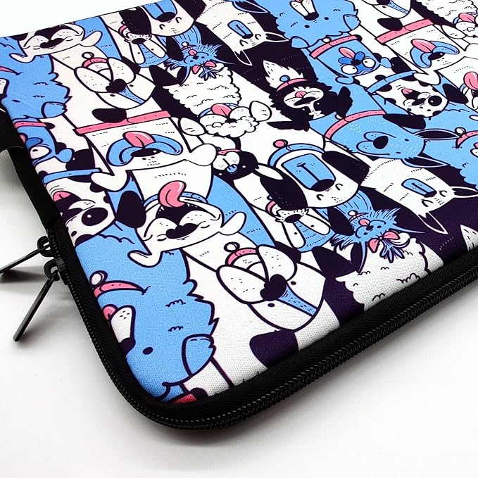 13-15 Inch Blue Dogs Print Laptop Sleeve Case/Water-Resistant Neoprene Notebook Computer Pocket Tablet Briefcase Carrying Bag/Pouch Skin Cover for HP/Dell/Lenovo/Asus/Acer/Apple