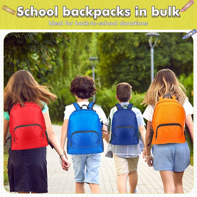 AmazingSpark 24 Set Backpacks Bulk with School Supplies Pencil Pouch Ruler Back Pack Basic Backpack Back to School Supplies Donate Set
