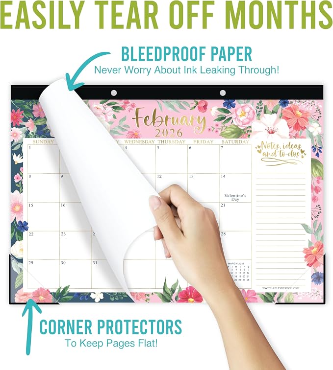 Hadley Designs Large Teacher Desk Calendar 2026-2027 - Desktop Calendar 2026, 18-Month Desk Calendars for Home, Office & Classroom, Cute Classroom Must Haves, Back to School Teacher Gifts