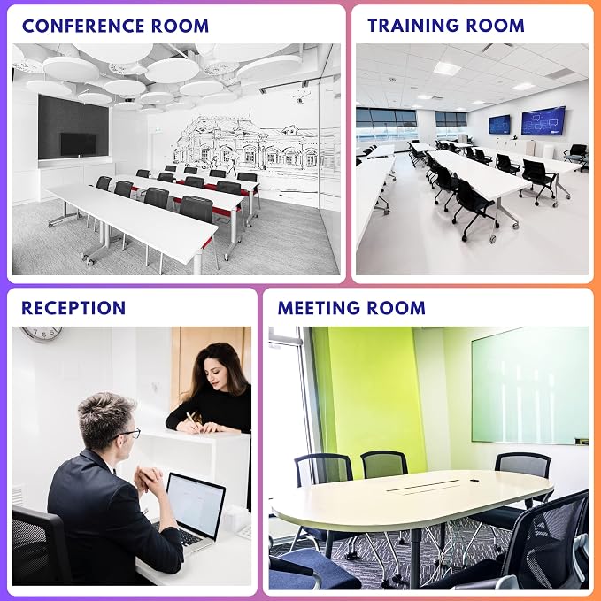 2 Pack Stackable & Foldable Conference Room Chairs with Lumbar Support, Armrest - Ergonomic Mesh Bouncing Back for Office Meeting, Conference, Reception and Training Room Chair