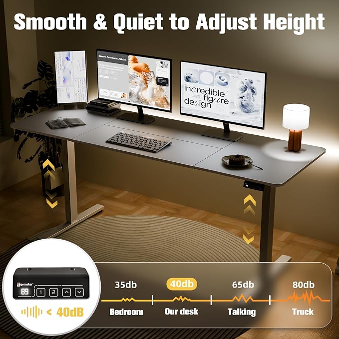 67"x24" Standing Desk, Height Adjustable Sit-Stand Home Office, White | Electric Adjustable Standing Desk, Sit to Stand Computer Office Desk with Splice Board, Memory Preset, Lifts 28.7''-46.5"